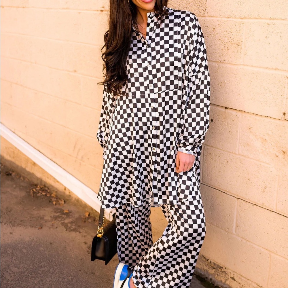 NWT black & white check set size large, dressed in lala